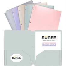 3 Hole Poet Folders (6 Pa, Pastel Color), Plastic Poet Folders For 3 Ring Binder, 3-Hole Punched Folder With Poets, For S, Students, Teachers, Office Staff Variant 2 - Nhiều màu 2 - Xem 1