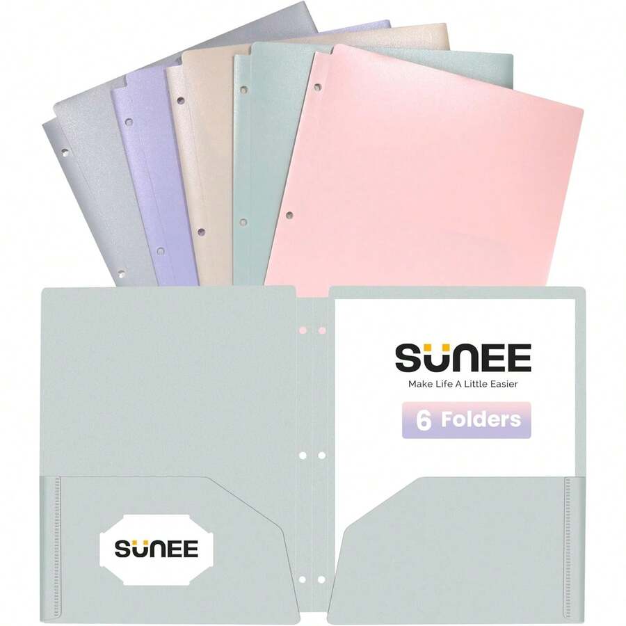 3 Hole Poet Folders (6 Pa, Pastel Color), Plastic Poet Folders For 3 Ring Binder, 3-Hole Punched Folder With Poets, For S, Students, Teachers, Office Staff Variant 2 - Nhiều màu 2 - Xem 1