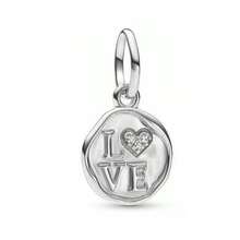 1件装 女孩爱心、雪花、树叶、太阳、蝴蝶、路牌、十字架吊坠珠子，适合女性DIY手链和项链，精美珠宝制作礼物，节日系列情人节礼物 - 銀色 - 查看 8