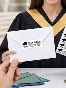 Personalized Graduation Cap Stickers, Custom Name Tags, Graduation Cap Decals, Gift Bag & Envelope Seals, Party Favor Stickers, Class Of 2026 Decorations, Graduation Gift Supplies - Multicolor - View 5