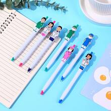 Caneta Esferográfica Fofa de Desenho Animado de Médico e Enfermeira, Papelaria Criativa com Clipe de Padrão de Médico e Enfermeira, Caneta Esferográfica de Plástico com Botão de Pressão e Personagem de Desenho Animado, Presente do Dia da Enfermeira e Dia do Médico, Caneta Esferográfica Criativa com Clipe para Médico Homem e Enfermeira Mulher, Caneta Promocional com Tinta a Óleo, Presente para Médicos e Enfermeiras - A - Visão 2