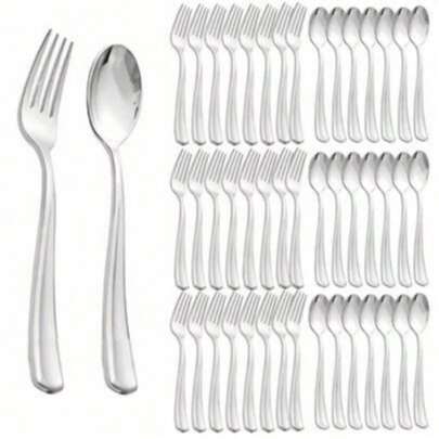 Juego de cubiertos de lujo de 100/75/50/25/20 piezas, juego de cuchillo, tenedor y cuchara de acero inoxidable de 10 piezas, que incluye cuchillo de mesa, tenedor de mesa, tenedor de ensalada, cuchara de mesa, cuchara de postre, juego de vajilla reutilizable, acabado pulido espejo, adecuado para el hogar, la cocina, el restaurante, el hotel, fiestas, bodas, mudanza a un nuevo hogar, celebraciones festivas, utensilios de cocina, vajilla, accesorios de cocina. Es un gran regalo y un juego de vajilla diaria.