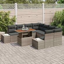 vidaXL Garten-Sofa-Set Mit Speicher 9 Pcs Grau Poly Rattan - Gris - Voir 3