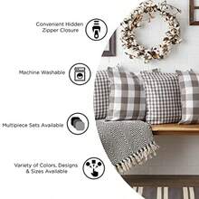 DII - Funda de Almohada Cuadrada Decorativa de algodón Lavable a máquina Cierre Oculta 18 x 18 Pulgadas Color 4 Piezas - Azul marino Cuadros  azul marino - Ver 7
