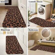1/2/3pcs-Wild Animal Leopard Print Plush Area Rug For Living Room Bedroom Decor Soft Fuzzy Faux Fur Floor Mat Non-Slip Design-Flannel Material,Soft,Comfortable And Easy To Clean,Suitable For Bathroom,Bedroom,Kitchen,Porch,Laundry Room,Daily Decor,Three Sizes Available - 白色 - 查看 6