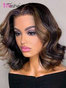 Tinashe 即戴即用免胶预剪6*5蕾丝闭合假发,高光1b/2/30卷发,齐肩波波头假发,漂白发结,适合初学者,万圣节服装,女士万圣节美甲,免胶假发,真人发,万圣节角色扮演,仙女发型,婚礼美人鱼黑色假发,美发用品 - SNatural/2/30 - 查看 5