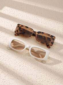 2pcs Bohemian Style Beach Fashion Glasses, Retro Leopard Print - Multicolor - View 12