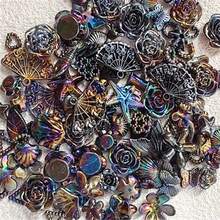 20g/Pack Black Acrylic Bead Set, Heart & Flower Knot Design, Wedding Decor, DIY Jewelry Accessories - 20 Grams - View 5