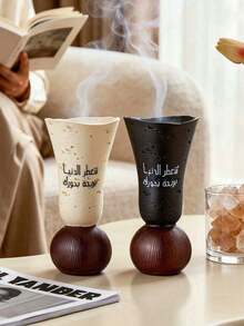 Ceramic Incense Burner With Elegant Arabic Calligraphy Design, Fragrance Diffuser For Home, Smokeless Aroma Holder, Ideal For Living Room, Bedroom, Yoga Studio And Meditation Space, Unique Incense Burner For Fragrance Lovers, Suitable For Middle Eastern And National Holidays, Can Be Used As Personalized Souvenir, Gift, Gift And Decoration - Multicolor - View 3