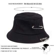 1pc Women's Bucket Hat With Metal Ring Brooch, Fashionable Bucket Hat, Casual Hat Suitable For Spring/Autumn Outings, Travel, Beach, Party - Multicolor - View 2