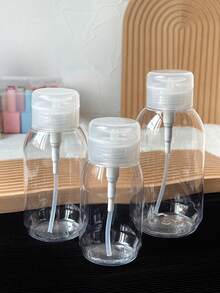 200ml/300ml/500ml Removedor de esmalte de uñas de gran capacidad, limpiador de uñas con alcohol en botella rellenable con bomba, herramientas para el cuidado de uñas y pies - transparente - Ver 2