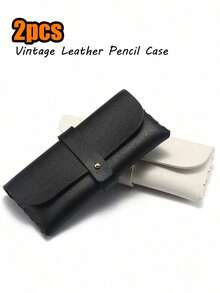 2PCS Vintage Leather Pencil Case & Eyewear Organizer - Premium PU Material, Multi-Functional Desk Accessory For Office, School Supplies, Productivity Upgrade, Holiday Gift Set (Christmas, Thanksgiving, New Year) - Aesthetic Work Essentials, Minimalist Desk Organizer, Back To School Supplies, Independence Day , Labor Day , Summer Organization - Multicolor - View 10