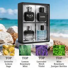 Wish 4-Piece Set, Men's Eau De Toilette Spray Gift Box, Long Lasting Fragrance, 4 Different Flavor, Perfect For Holiday Gifts, Dating, Daily Life, Parties, 1 Fl Oz/Bottle - 4-Piece Set - 查看 2