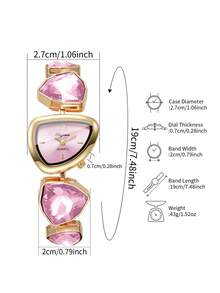 1pc Women's Fashion Personalized Creative Exquisite Elegant Quartz Bracelet Watch (1pc/Set), Watch Box Not Included - Pink - View 3