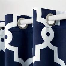 TOWN and COUNTRY Everyday - Cortinas de satén de satén para interiores oscurecimiento de habitación ojales en la parte superior eficiencia energética juego de 2 52 x 96 pulgadas azul melocotón - Azul Peacoat - Ver 4