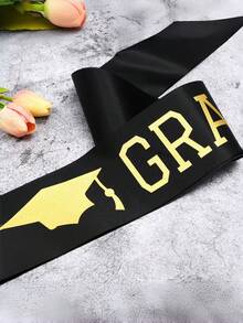[Jumlah] Pcs/Set 2026 Pita Wisuda Satin Unisex, Untuk Perlengkapan Pesta Wisuda (Hitam, Emas), Selempang Bahu Wisuda, Dekorasi Upacara Pesta Sekolah, Properti Foto - Selempang kelulusan - View 7