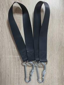 2条加厚吊带，带登山扣，适用于室内/室外秋千、吊床、吊篮、健身训练悬挂带 - 黑色 - 查看 6