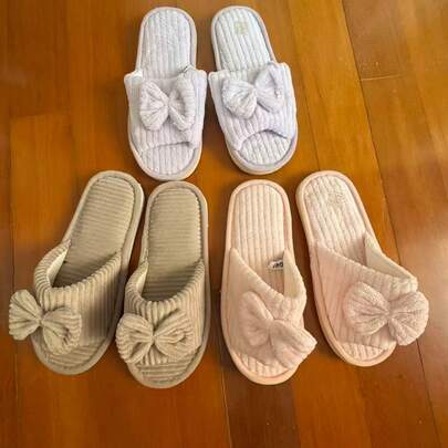 谁能抵挡住温柔的蝴蝶结！EVA露趾拖鞋，超级时尚