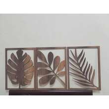 3pcs Vintage Wooden Leaf Wall Art Set - Self-Adhesive, Easy To Install, Reusable, Matte Finish, Suitable For Living Room, Bedroom, Office Decor | Vintage Wall Art | Wooden Frame Wall Art, Wall Decor. Actual Item May Have Color Difference From The Picture, Please Consider Before Purchasing. Size: 11.8inX8.66in - Mocha Brown - View 7