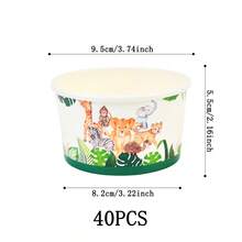 24/40/48入動物系列圖案一次性紙碗、冰淇淋杯、爆米花盒，適用於居家廚房、餐廳外帶、野餐、派對、廚房用品、食品包裝、生日外送及日常使用餐盤 - 斑馬動物 - 查看 6