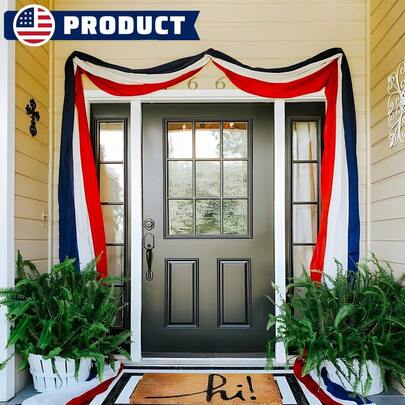 Dây cờ trang trí yêu nước hình cờ Mỹ, trang trí ngày Quốc khánh 4 tháng 7, kích thước lớn 2x20 feet, màu đỏ, trắng và xanh dương, thích hợp cho Ngày Cựu chiến binh, Ngày Tưởng niệm, trang trí ngoài trời, hiên nhà và sân vườn.