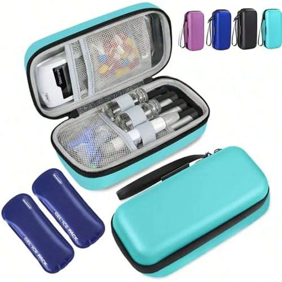 Insulin Cooler Travel Case, Portable EVA Medicine Travel Cooler, Diabetes Case With 2 Reusable Ice Packs TSA Approved For Diabetic Supplies Patent Pending(Seafoam-No Temp) - Seafoam-No Temp - 查看 1