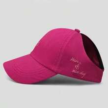 Sombrero de protección solar para exteriores, primavera/verano 2026, gorra de béisbol con media malla y coleta para mujer, gorra visera con estampado de letras estilo coreano, para playa y viajes - Multicolor - Ver 4