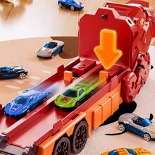 Kids Triceratops Transformable Sliding Alloy Toy Car, Tyrannosaurus Rex Swallowing Track Toy, Upgraded Super Large Triceratops Launcher [Includes Storage, Swallowing, Launching, And King Challenge Gameplay] (Alloy Car Model And Color Randomly Assorted) - Multicolor - View 13