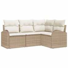 vidaXL Gartensofa-set mit Kissen 4 pcs Beige und Weiß Poly-Rattan - Beige - Voir 2