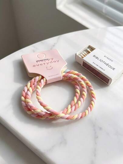 Bộ 2 dây buộc tóc bện co giãn màu Macaron, phù hợp cho các bạn tuổi teen và phụ nữ sành điệu, thích hợp để buộc tóc đuôi ngựa, búi tóc hàng ngày và khi chơi thể thao/tập thể dục.