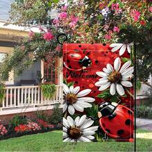 2D-Flat Print Garden Flag, Ladybug Sunflower Print, Garden Decor, 30x45cm, Flagpole Not Included - 30x45cm - Xem 6