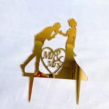 2 pezzi Decorazione per torta in acrilico con stampa 2D a tema San Valentino per oltre confine, decorazione 3D per torta con coppia - A - Visualizzare 7