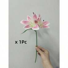 34cm Artificial Pink Lily Flower, Silk Fake Flower For Home Decor, Wedding Bouquet, Birthday Party, Dining Table, Garden, Wedding Decoration, Bridal Bouquet, Silk Lily Flower - 粉色 - 查看 8