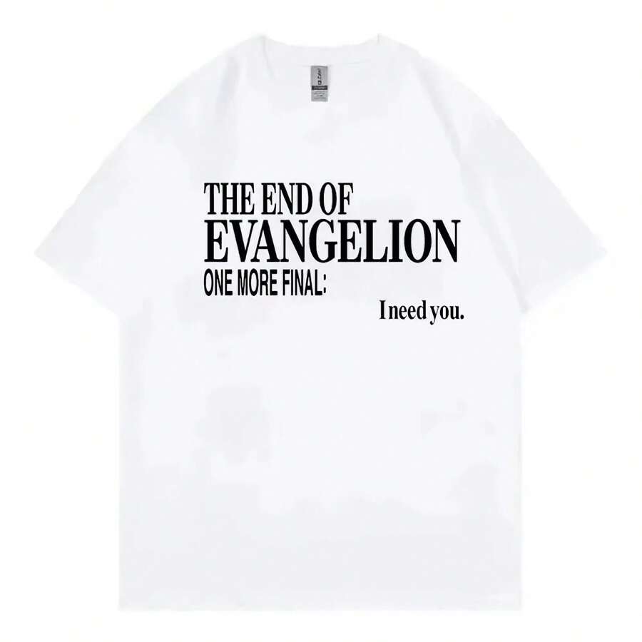 2025 Summer New Hot Neon Genesis Evangelions Printed Men's And Women's Pure T-Shirt Couple Street Cas - 白色 - 查看 1