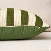 1pc/2pcs Green Striped Chenille Decorative Throw Pillow Cover, Soft Modern Abstract Bohemian Style Cushion Cover Sofa, Bedroom, Living Room, Suitable All Seasons, Also Can Be Used As - 米紅色 - 查看 5