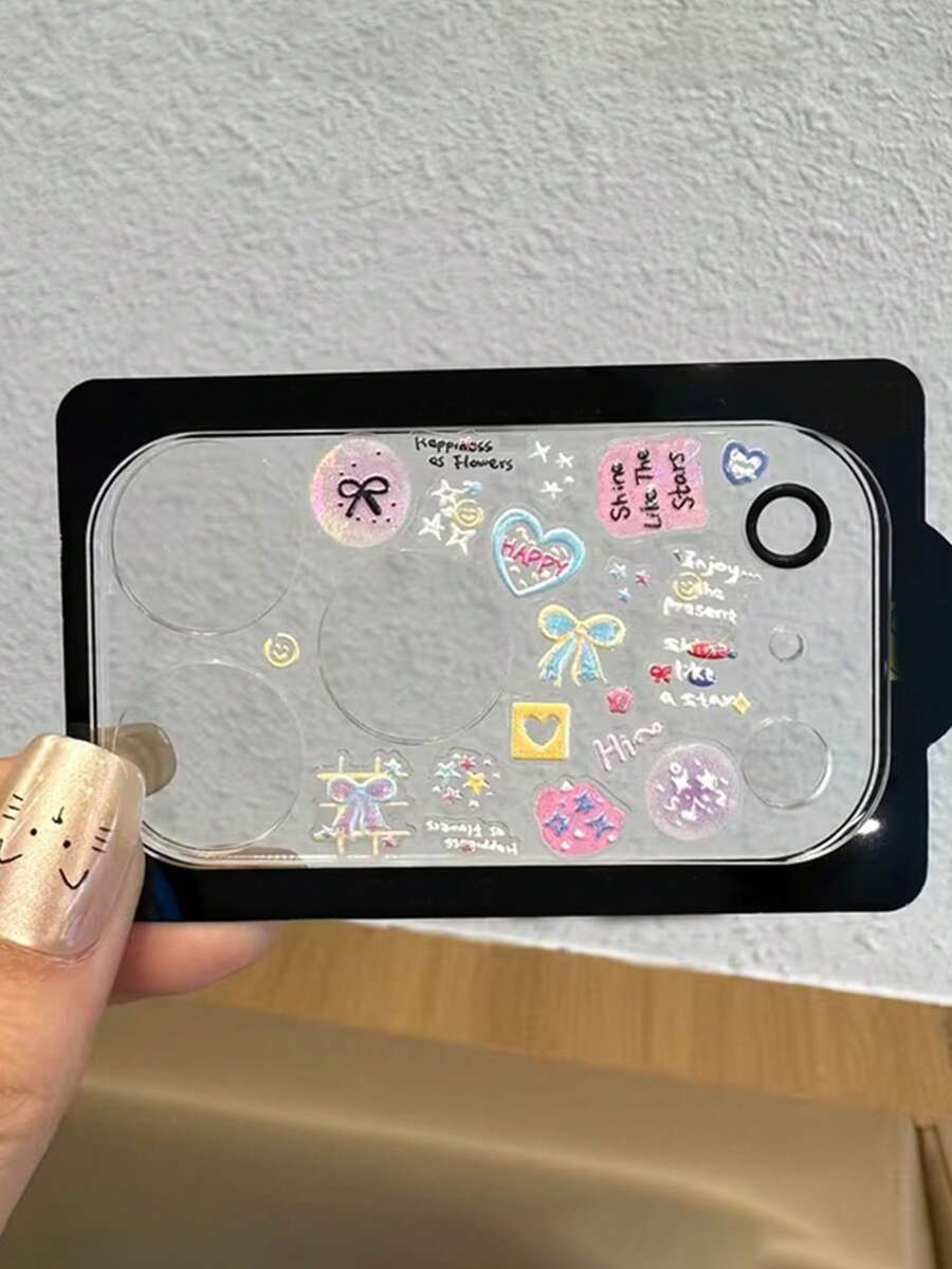 Miếng dán bảo vệ ống kính camera trong suốt hình trái tim và nơ hoạt hình dễ thương thời trang dành cho iPhone 17 Pro Max, 17 Pro, 17, 16, 15, 14, 13 Pro Max