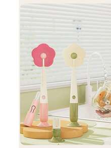 1pc Flower Shaped Long Handle Brush, Suction Cup Design Stable, Detachable And Replaceable Sponge Head With Multi-Hooks, Cleaning Without Residue, Effortless And Reliable, Suitable For Washing Cups, Coffee Cups, Stemware, Etc. - A - View 8