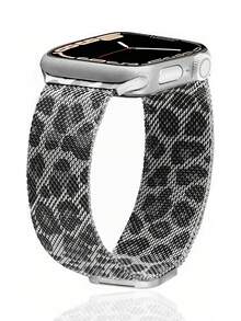 1条时尚黑色豹纹米兰尼斯表带，兼容 38mm、40mm、41mm、42mm、44mm、45mm、46mm、49mm，印花表带兼容 Series Ultra 11、10、9、8、7、SE3、6、5、4、3、2、1，休闲腕带智能表带，透气表带配件，可替换表带，适合日常佩戴和户外活动，是送给朋友生日或圣诞节的理想礼物。 - 紋 - 查看 4