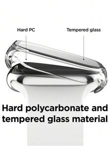 3pcs/Set Tempered Glass Screen Protector & Hard PC Protective Case Compatible With Apple Watch Series 11 10 9 8 7 6 5 4, 40mm/41mm/42mm/44mm/45mm/46mm/49mm, Unisex Ultra-Thin Protective Cover Including Screen Protector And Watch Case - Clear - View 3