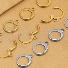 10-20 piezas Pendientes de aro redondos de acero inoxidable, color dorado y plateado, accesorios para hacer joyas DIY, pendientes, suministros de artesanía con cuentas hechos a mano - Accesorios para pendientes de acero inoxidable para hacer tú mismo - Ver 2