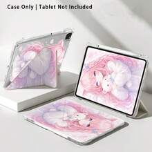 Étui de protection pour tablette en cristal acrylique avec motif de fille de dessin animé serrant un ours mignon en forme de cœur, avec support, compatible avec Samsung, Apple, Honor et autres modèles populaires, pliable anti-pliure, coins renforcés en silicone, fonction de réveil/veille automatique, fente pour stylet intégrée, support pliable multi-angle - protection quotidienne parfaite, cadeau idéal pour les fêtes - Multicolore - Voir 8