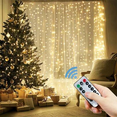 1 bộ đèn rèm LED 8 chế độ, dài 6m/3 mét/2m/1m, đèn trang trí không khí đám cưới, dùng nguồn USB, trang trí phòng ngủ, cửa sổ, phòng khách, tường cho các dịp lễ, sinh nhật (Không bao gồm điều khiển từ xa)