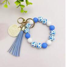 1pc Elegant Floral Print Mama Wristlet Keychain, Sophisticated Boho Beaded Key Bracelet, Exquisite Mother's Day Gift For Mom, Premium Tassel Purse Charm For Women, Gifts For Mother, Father, Graduation, And Teacher - 1114 - View 14