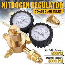 Pressure Regulator Nitrogen Regulator 0-600 PSI CGA580 Inlet, 1/4" Male Threaded Flare Outlet Connection, Heavy-Duty Handle, Self-Resetting Pressure Relief Valve, Nitrogen Tank Regulator - A - View 3
