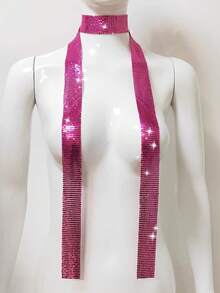 1pc Rose Red Sexy Girl Fitted Scarf, Exquisite Retro Versatile Fashion Warm Accessory For Women Nightclub - Hot Pink - View 3