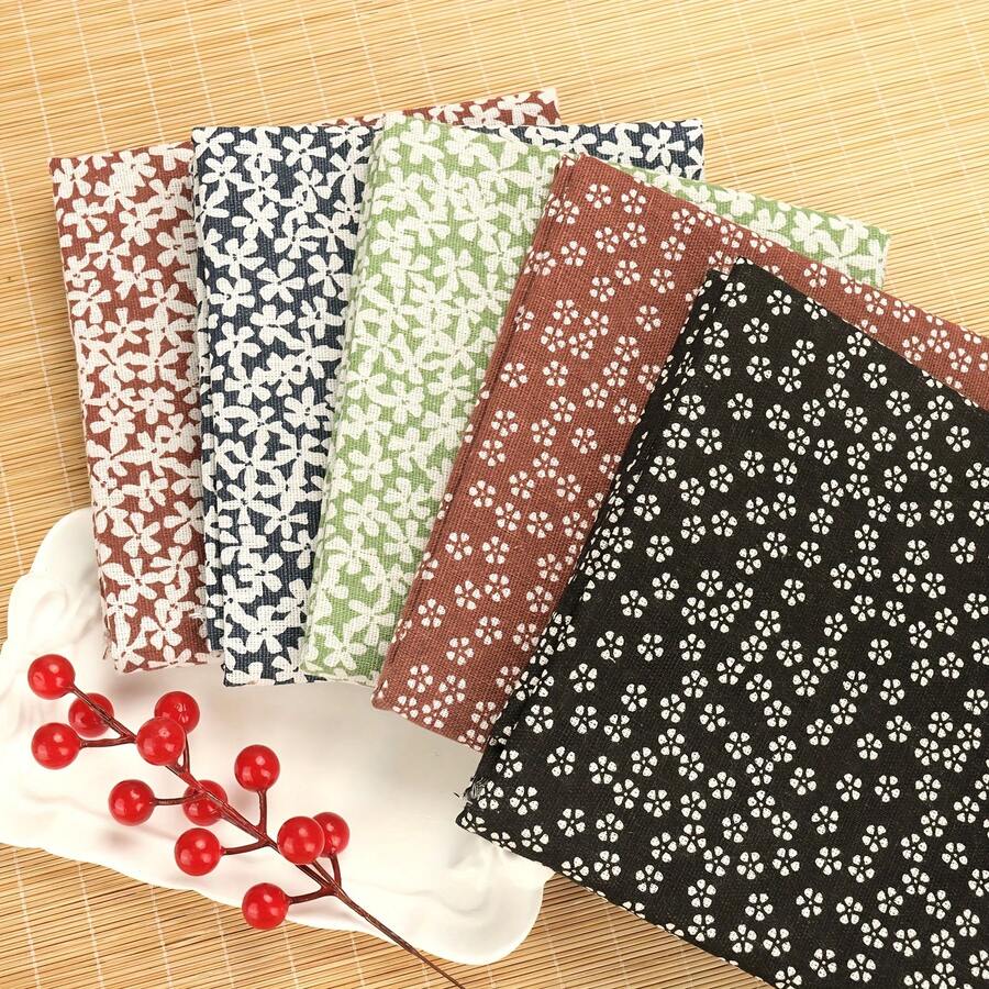 1pc Linen Plum Blossom Printed Fabric, Linen Plaid Fabric For Sewing, DIY Crafts, Bows, Clothing, Sofa Pillows, Tablecloths, Home Decor - Multicolor - View 1