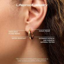Earrings For Women - Hypoallergenic Water-Resistant Tarnish-Free Chunky Earrings For Women - 14K Gold Plated & Silver Rhodium Plated Hoops - Small, Medium & Large Size - Gold-Medium - 查看 5