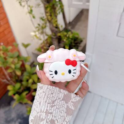 SANRIO Apple 4th Gen/4 Noise Cancelling Version Earphone Protective Case, Cute Sheep/KT Cat Design, Suitable For AirPods Pro 2/Pro, Anti-Fall Cartoon Sheep/KT Cat Silicone PVC Earphone Protective Cover