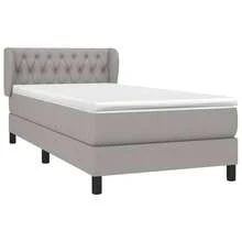 vidaXL Boxspringbett Mit Matratze Hellgrau 90x190 Cm Stoff - Grey - View 3