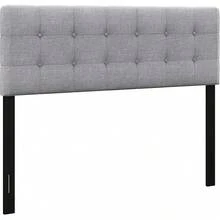 Linen Upholstered Headboard For Full & Queen Size Bed Frame, Modern Tufted Button Bed Headboard With Solid Rubber Wood Legs, Rectangular Headboard With Adjustable Width, Gray - Grey - View 5